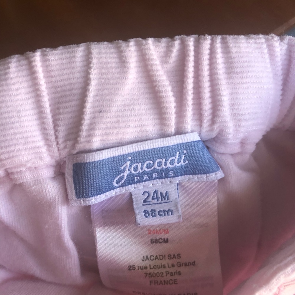 Jacadi pink velvet trousers